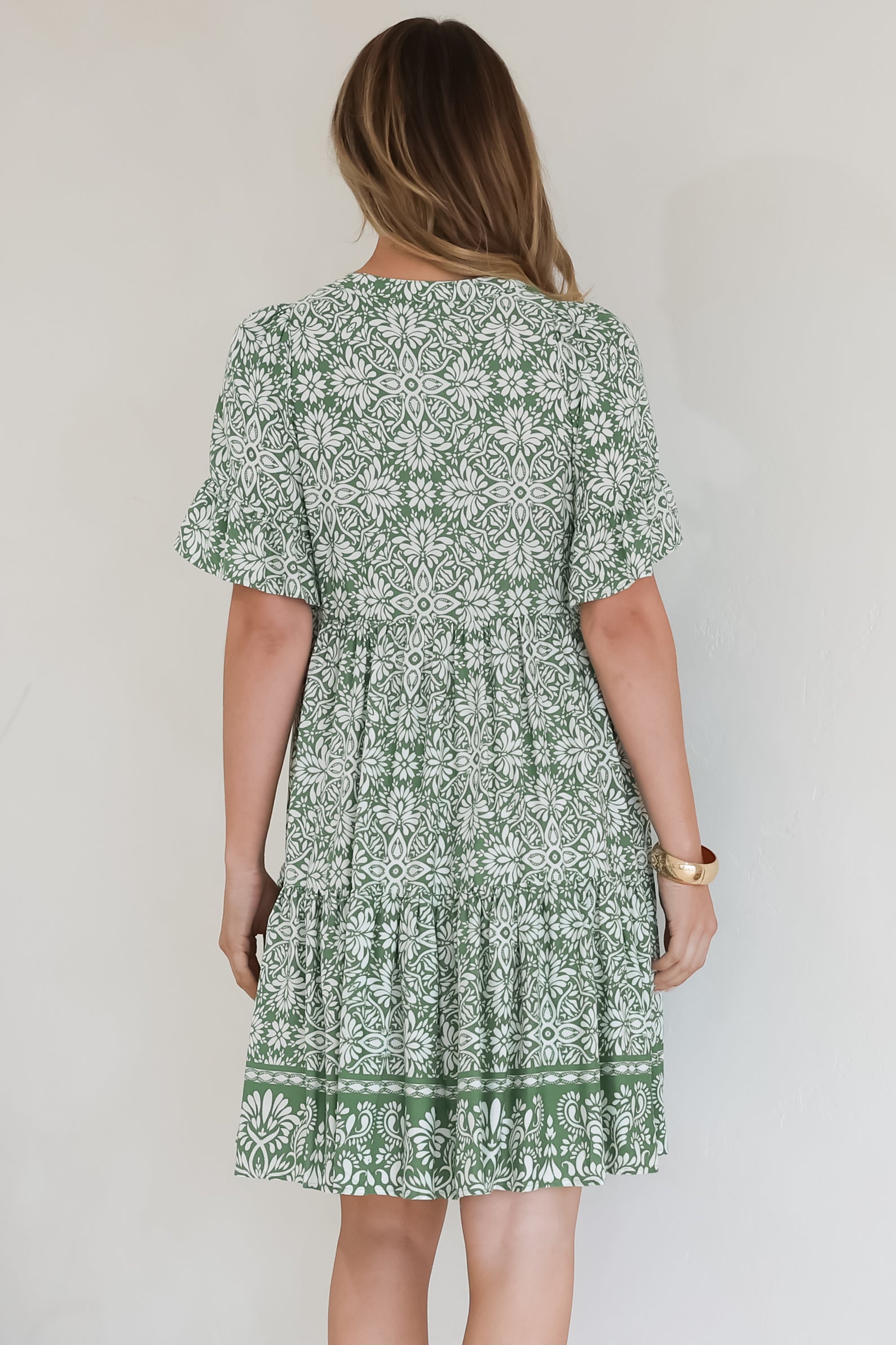 Mini Dress - Mandarin Collar Smock Dress