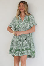 Mini Dress - Mandarin Collar Smock Dress