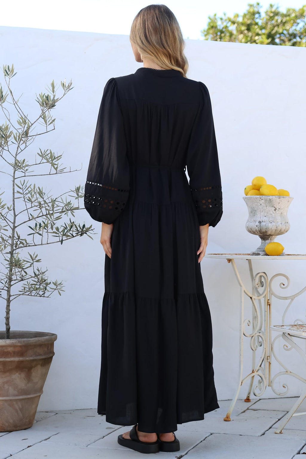 Maxi Dress - Mandarin Collar Button Down
