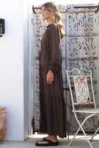 Maxi Dress - Mandarin Collar Button Down with Detachable Waist