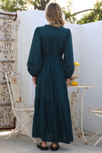 Maxi Dress Mandarin Collar Button Down with Detachable Waist