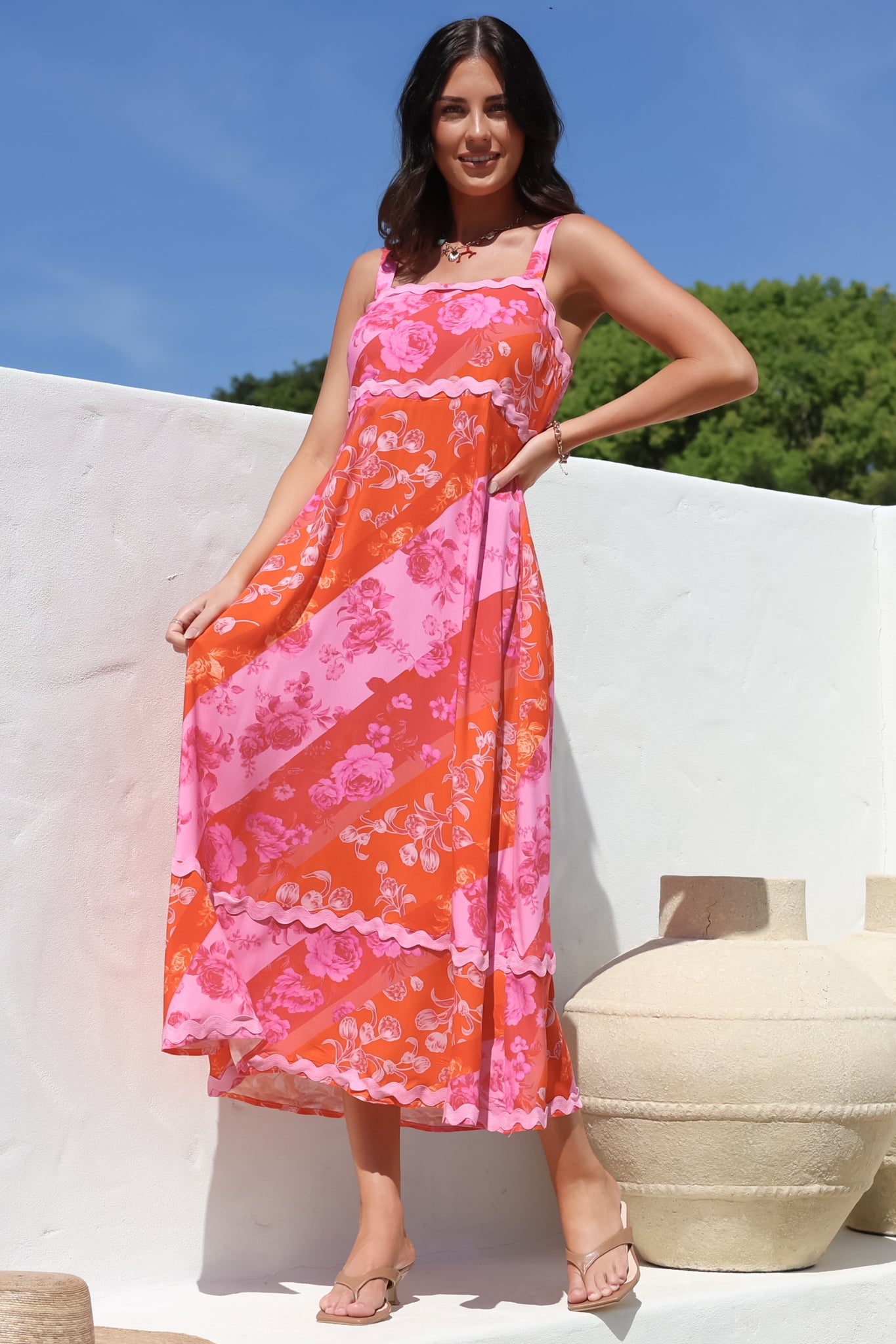 Midi Dress - Ric Rac Spliced Sun Dress