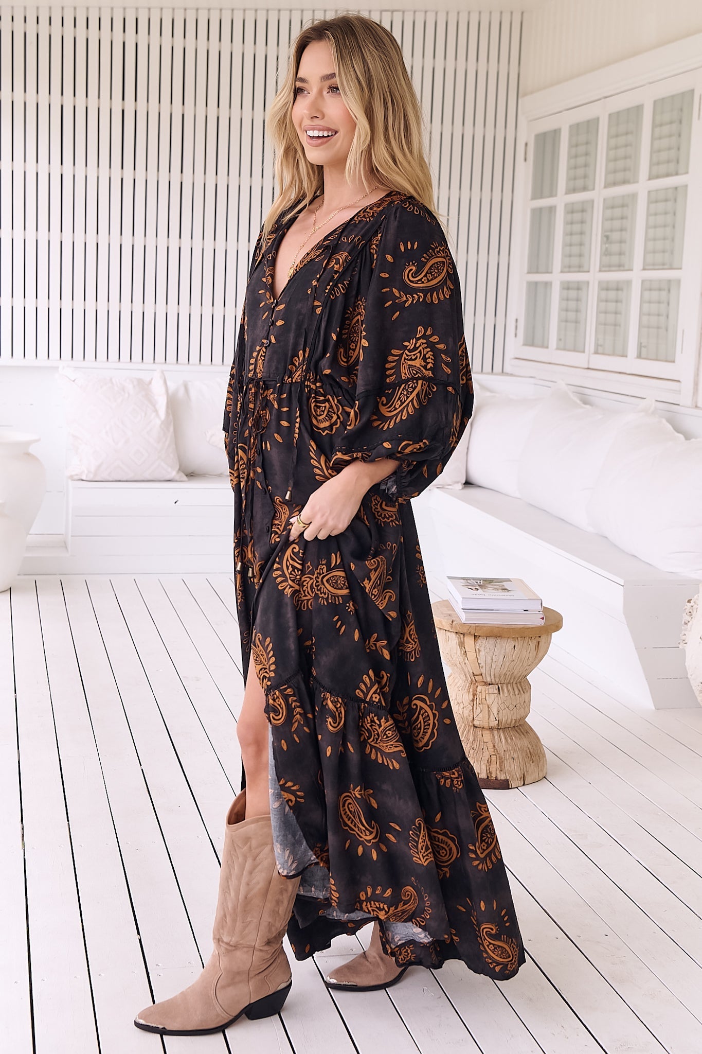 Maxi Dress: Batwing Sleeve Button Down Smock Dress