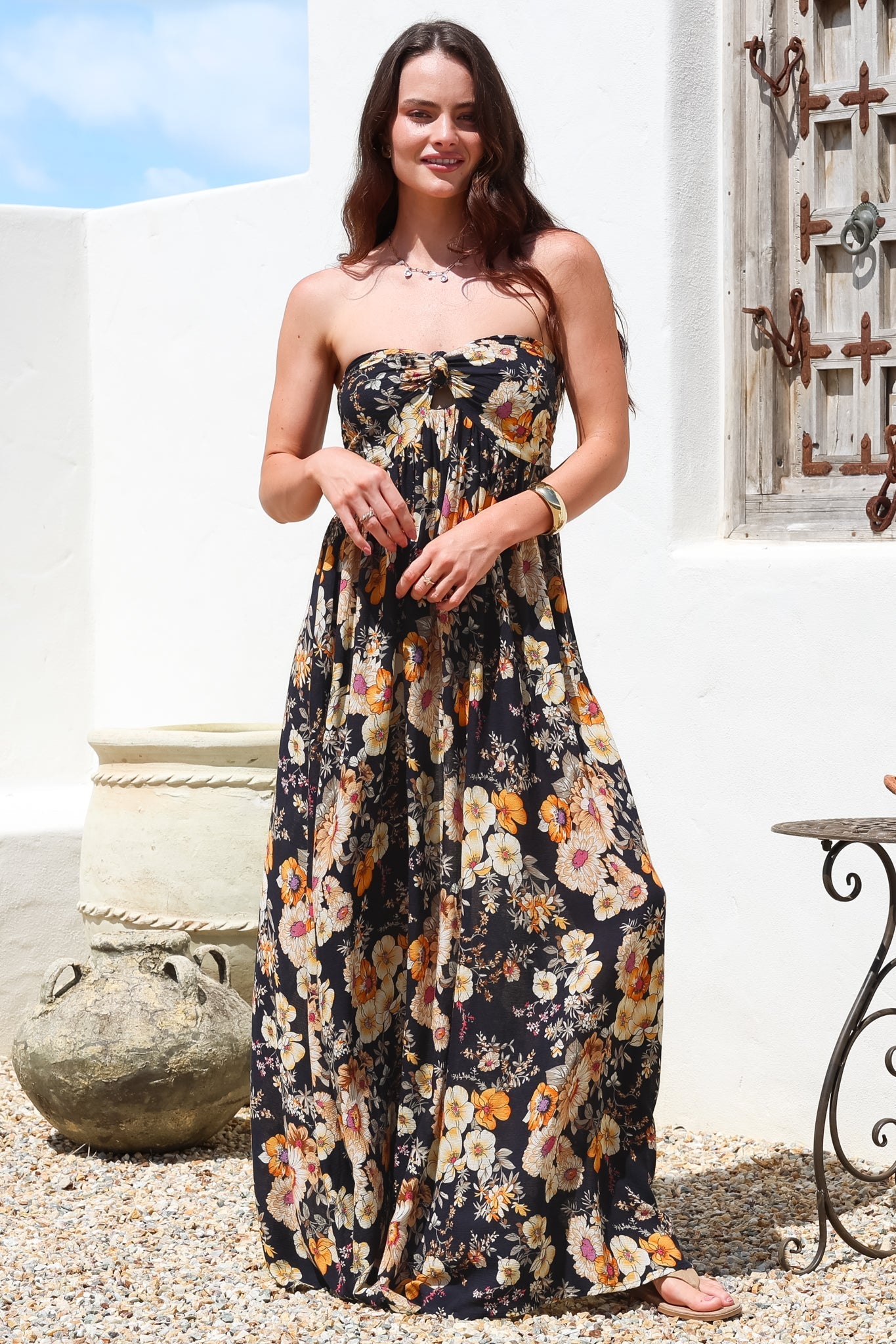 Maxi Dress - Twist Front Keyhole Detail Sun Dress